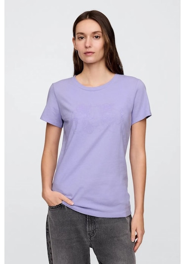 Gap V-ss Logo Classic Kadın Tişört Mor