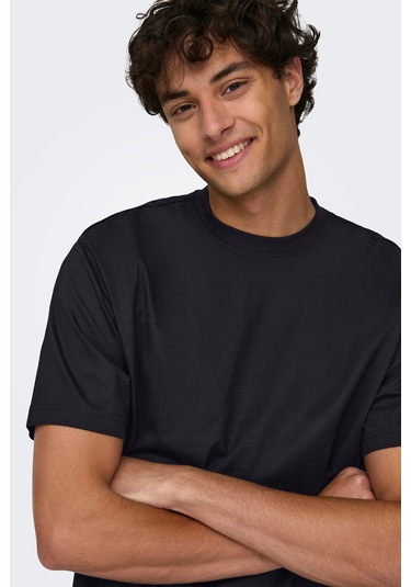 Only & Sons Erkek Onsfred Bisiklet Yaka Kısa Kollu T-shirt 22022532 Siyah SIYAH Siyah