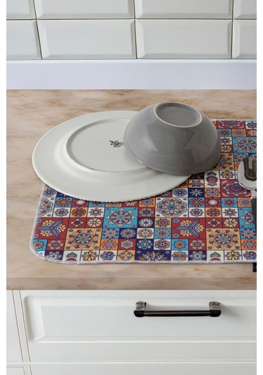 Bulaşık Kurutma Örtüsü, Bulaşıklık, Tezgah Üstü Bulaşık Matı, Süper Emici Mutfak Matı Çok Renkli