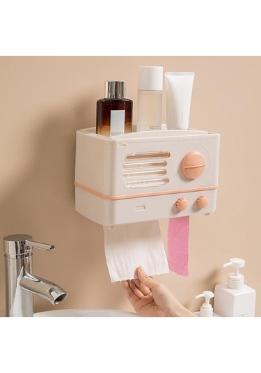 Beyaz Mengnı Taşınabilir Rulo Tutucu Su Geçirmez Saklama Kutusu Çok Fonksiyonlu Doku Kutusu Duvara Monte Tuvalet Kağıdı Tutucu Banyo Aksesuarları