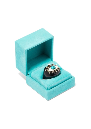 Evil Eye Cocktail Ring, Kristalli Nazar Yüzüğü Siyah