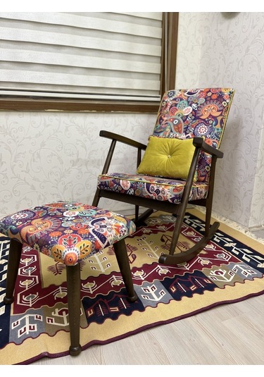 Asedia Trend Ceviz Retro Sallanan Sandalye Koltuk