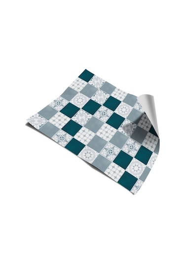 Tezgah Arası Mutfak Kendinden Yapışkanlı Folyo Kaplama Modern Fayans Desen Petrol 60cmx100cm