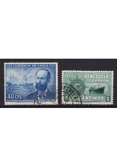 Venezuela 1951 Ve Şili 1948 Damgalı Pul.