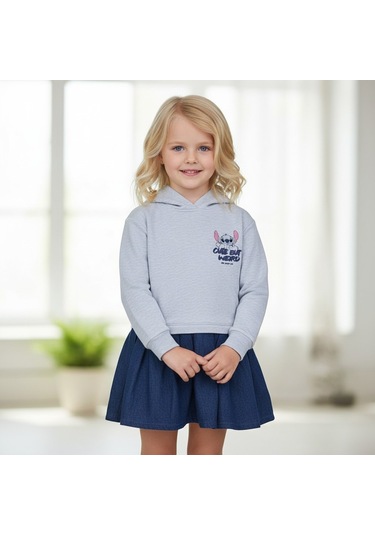 Stitch Kız Çocuk Elbise Gri