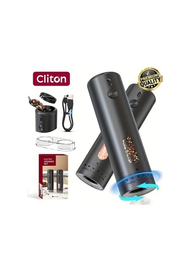 Trendooze Gaojunshop01 Şarj Edilebilir Biber Değirmeni - 2 Adet Beyaz Ayarlanabilir Değirmen + Saklama Tabanı Beyaz