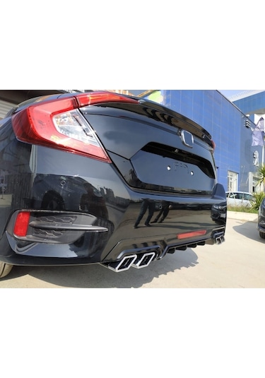 Honda Cıvıc Fc5 2016-2020 Dıfüzör Kare Egzoz Pıano Black N11.35386