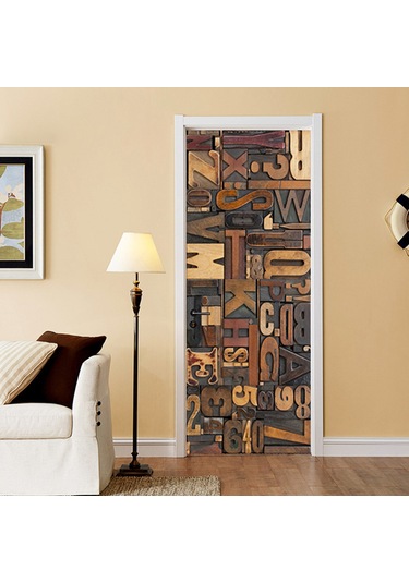 Gajeena Renkli 3d Kapı Stickerı - Dıy Ev Dekorasyonu İçin Pvc Duvar Çıkartmaları 77x200cm Diğer