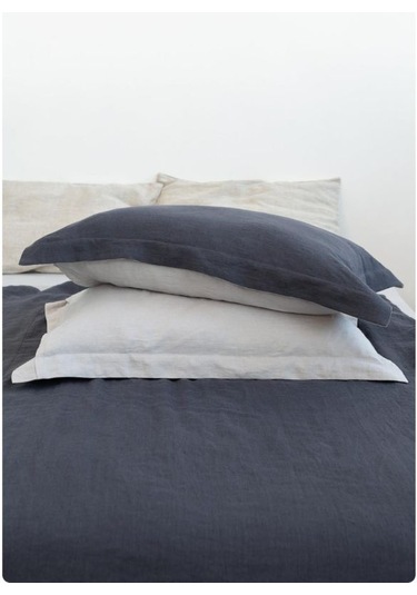 Lacivert-naturel% 100%100 Pamuklu Yıkamalı Vintage Çift Kişilik Nevresim Takımı, 200 X 220 Çok Renkli