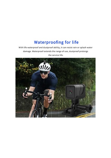 Monyee Wifi Bağlantılı 1080p Su Geçirmez Bisiklet Kamerası - 150 Geniş Açılı Lens Siyah