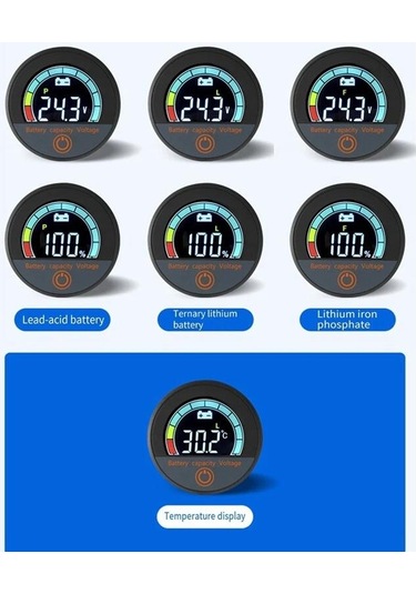 Dc 8-100v Lityum Kurşun-asit Dairesel Dijital Ekran Ölçer, Şartname: Gömülü Kurulum Diğer
