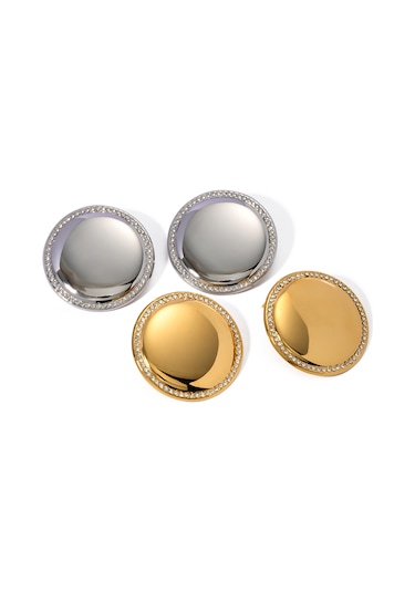 18 Ayar Altın Paslanmaz Çelik Kakmalı Elmas Cilalı Disk Küpeler Altın Kaplama Büyük Küpeler Net Ünlü Küpeler Diğer