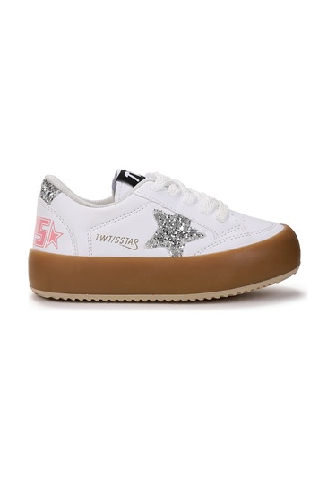 Kiko Kids Rida Günlük Bağcıklı Kız Çocuk Spor Ayakkabı Beyaz - Taş Beyaz - Taş