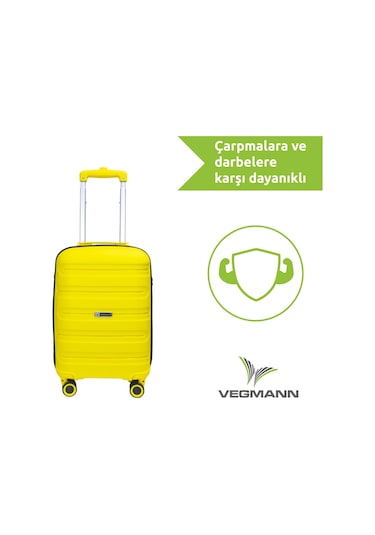 Vegmann Polipropilen Pp Atlas Sarı Kabin Boy Valiz Sarı