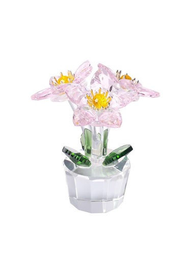 Şeffaf Taban Mini Cam Çiçek Heykeli Süsü Yapay Çiçek Figürin Yıl Dönümü Style 12