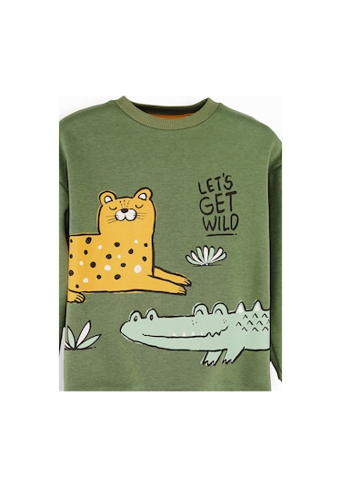 Denokids Hayvanlar Erkek Çocuk Eşofman Takımı - Haki