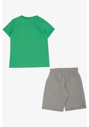 Breeze Erkek Çocuk Şortlu Takım Oyun Zamanı Mutlu Hayvancıklar Baskılı 1-4 Yaş, Yeşil-yeşil Yeşil