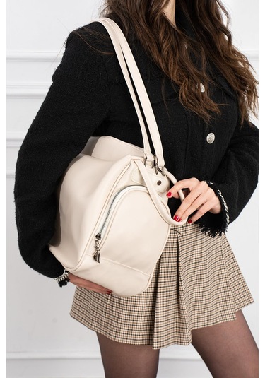 Monca Çok Fonksiyonlu Krem Sırt, El Ve Omuz Çantası-75