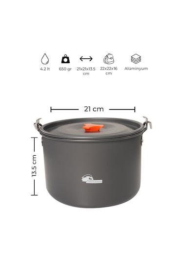 Urban Badger Vols 4.2 Litre Askılı Kamp Tenceresi Füme