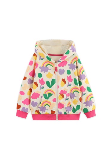 Kız Çocuk Svetşört Montu Sevimli Uzun Kollu Çocuk Kapüşonlu Triko Pamuklu Fermuarlı Çocuk Montu Çok Renkli