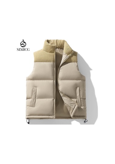 Kalınlaştırılmış Sıcak Tutan Pamuklu Unisex Yelek Haki