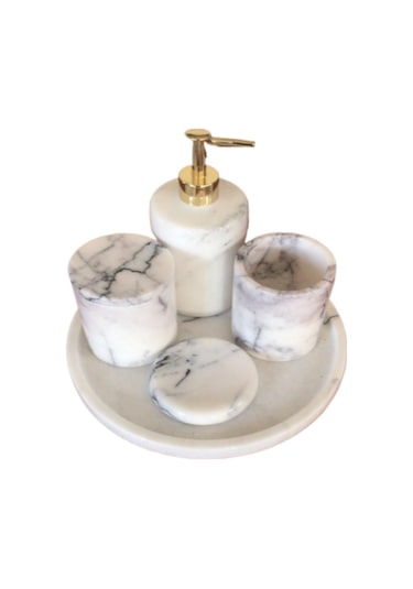 Fulla Mermer Banyo Seti Lila 5'Li Lila