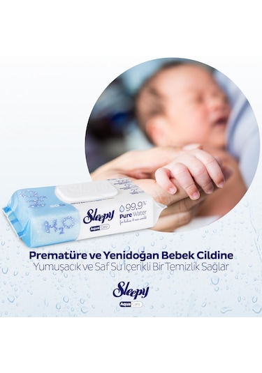 Sleepy AquaCare H2O Yenidoğan Islak Bebek Havlusu 8x50