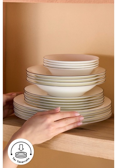 Karaca  Fine Pearl Fame 55 Parça 12 Kişilik Yemek Takımı Platin