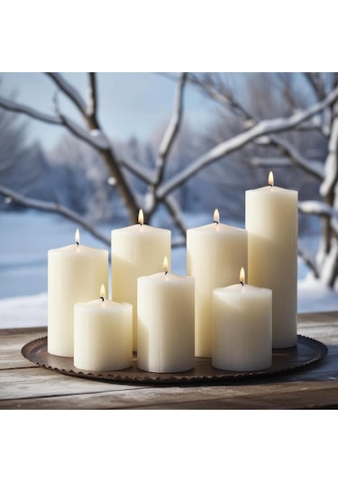 11 Gün Yanma Süreli Çap:10 Cm Boy:30 Silindir Mum Cm Soya Parafinli Beyaz, Dekoratif Mum Beyaz