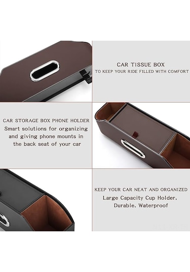 Xiyyadms Araç Koltuk Düzenleyici: Telefon Tutucu, Bardak Yuvası, Mendil Kutusu İle Çok Fonksiyonlu Araç Depolama Çözümü