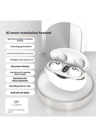 Hombey S800 Akıllı Çeviri Kulaklığı: Mini Bluetooth, Sayısal Göstergeli, Gürültü Engelleme, Düşük Gecikme - Beyaz