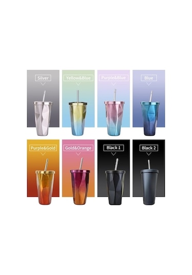 Ankatek Paslanmaz Çelik Tumbler, Seyahat Kahve Kupası, 17oz İzolasyonlu Çift Duvarlı, Gümüş Renk, Pipetli Ve Sıçrama Önleyici Kapak Gümüş Gümüş