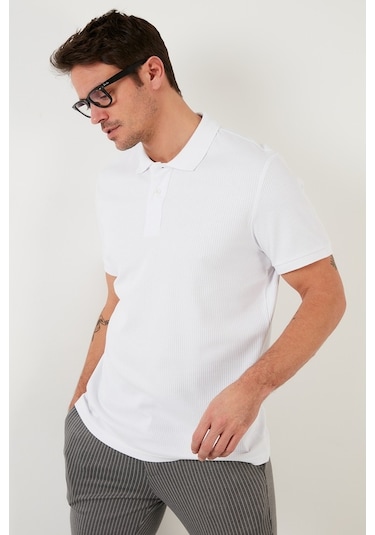 Buratti Pamuklu Regular Fit Düğmeli Erkek Polo Yaka T Shirt 5902281 Beyaz