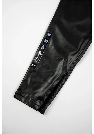 Kadın Siyah İkon Deri Pantolon Siyah