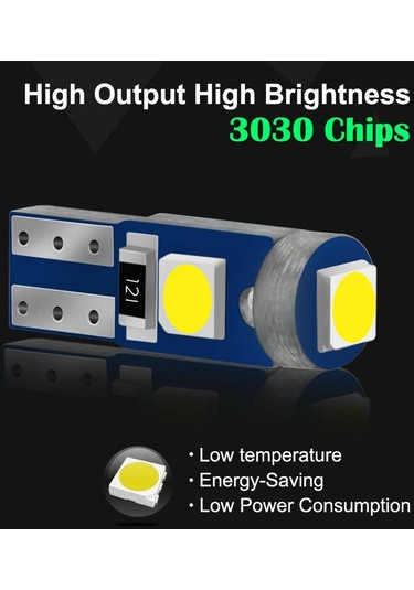 Beyaz 10 Adet T5 Led Ampul W3w W1.2w Led Canbus Araba İç Aydınlatma Pano Isınma Göstergesi Kama Otomatik Gösterge Lambası 12 V