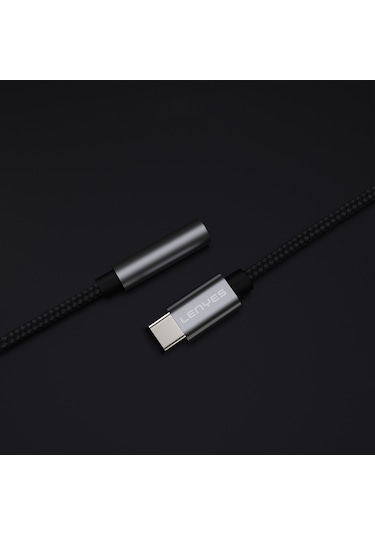 Lenyes Ax105 Type-c To 3.5mm Aux Çevirici Örgülü Ses Adaptörü Gümüş Gümüş
