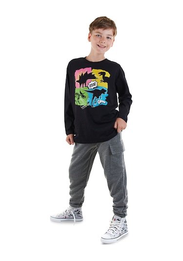 Denokids Dinolar Erkek Çocuk T-shirt Pantolon Takım Renkli
