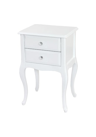 Ahşap Lake  Iki Çekmeceli Telefonluk Komidin  Beyaz