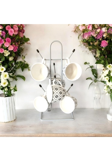 Fincan Askısı , Gri Askılık , Metal Masa Üstü , Tezgah Üstü Dolap