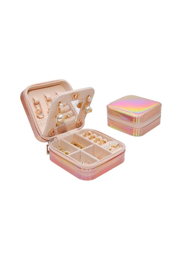 Chavin Pembe Seyahat Yüzük Küpe Kolye Takı Kutusu St1-67pm Pembe