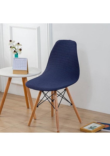Lacivert Koltuk Örtüsü Kabuk Şekli Sandalye Ziyafet Ev Otel Koltuk Kılıfı Için Polar Polar Kumaş Kolsuz Sandalye Slipcover Kapakları