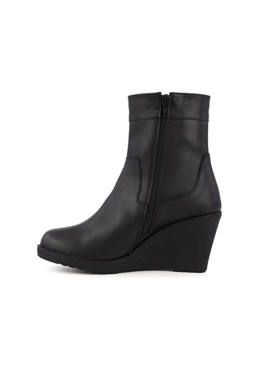 Gönderi R Siyah Fermuarlı Dolgu Topuklu Bot Siyah