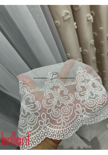 Tül Perde Brillant Marka Dharma Desen Ttm Zemin Kumaş Ultra Dökümlü Ekru