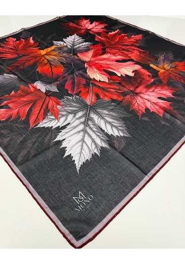 Mono Scarfs Soft Pamuk Eşarp-90 X 90 -06109 Siyah-Kırmızı