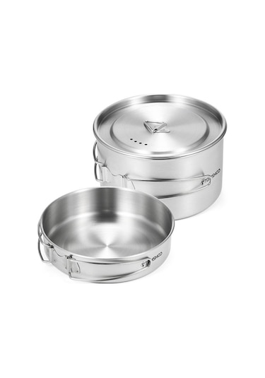 Createtech Kamp Tava Tencere Taşıma Seti Paslanmaz Katlanır Gümüş File Çelik Çanta 2'li Gümüş