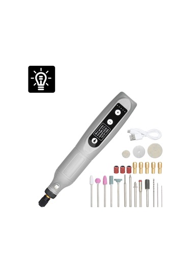 Youtek Kkmoon Şarj Edilebilir El Taşlama Makinesi, Taş Oyma Ve Parlatma İçin Çok Fonksiyonlu Elektrikli Alet, Gri