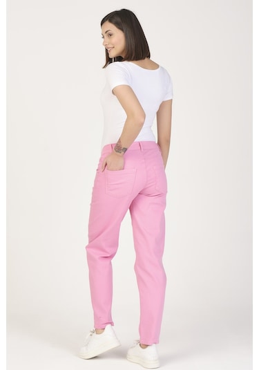 Busa Hamile Alt Karın Destekli Mom Fit Kot Pantolon Pembe-pembe
