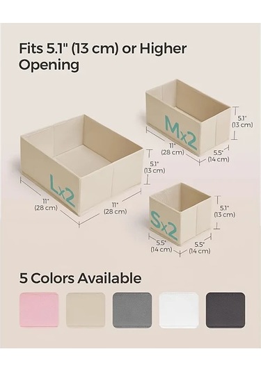 Tongdashop 6 Adet Katlanır Çekmeceli Düzenleyici - Çorap, İç Çamaşırı, Sütyen Saklama Bej