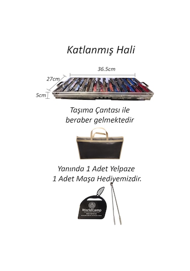 Krom Katlanır Mangal Orta Boy Çok Renkli