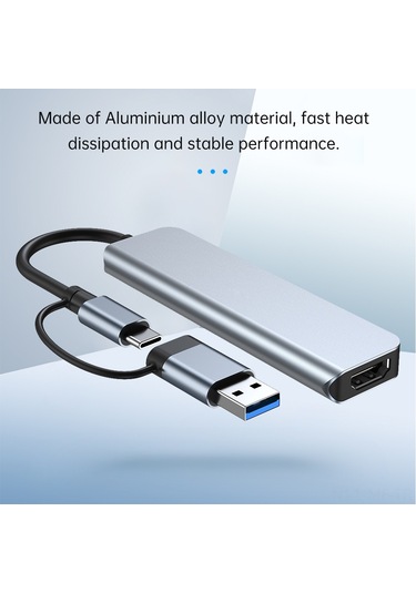 Mufunye Type-c'den Usb'ye Çevirici 5-in-1 Hub: Usb3.0 5gbps + 3xusb2.0 + Sd/tf Kart Okuyucu, Alüminyum Kasa, Gri Renk